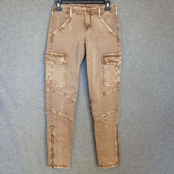 J Brand 1229K Houlihan Skinny Cargo Pant Size 25 Ankle Zippers Light Brown Khaki - Picture 1 of 10